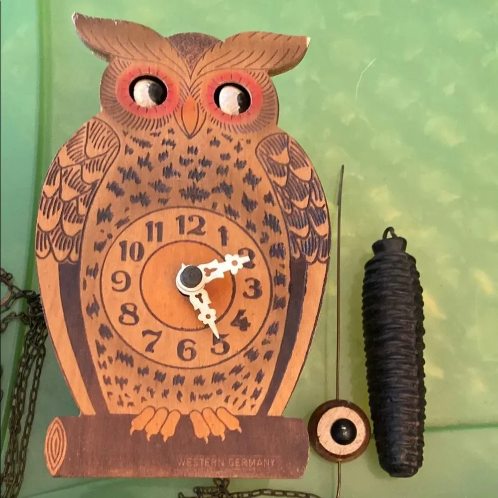 Vintage Owl Wall Clock made in Western Germany